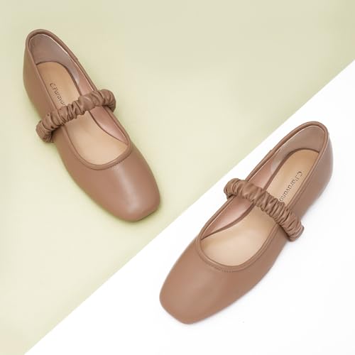 C.Paravano Mary Jane Flats for Women | Women's Ballet Flats | Mary Jane Shoes Women | Leather Square Toe Flats