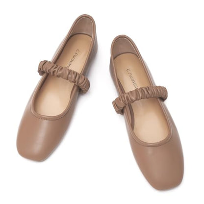 C.Paravano Mary Jane Flats for Women | Women's Ballet Flats | Mary Jane Shoes Women | Leather Square Toe Flats