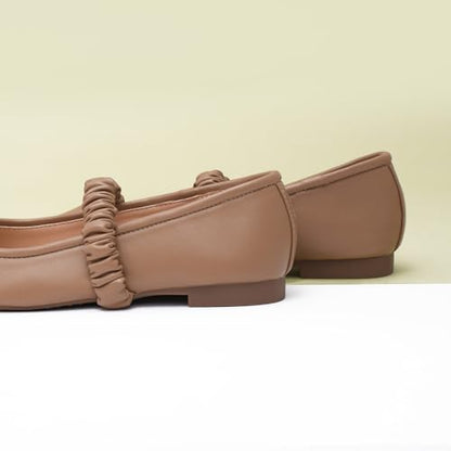 C.Paravano Mary Jane Flats for Women | Women's Ballet Flats | Mary Jane Shoes Women | Leather Square Toe Flats