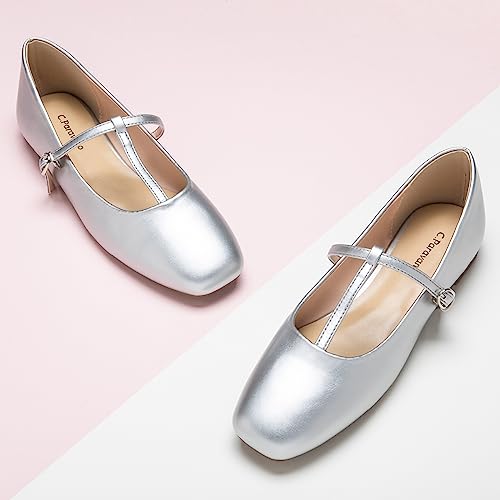 C.Paravano Mary Jane Flats for Women | Women's Ballet Flats | Mary Jane Shoes Women | Leather Square Toe Flats