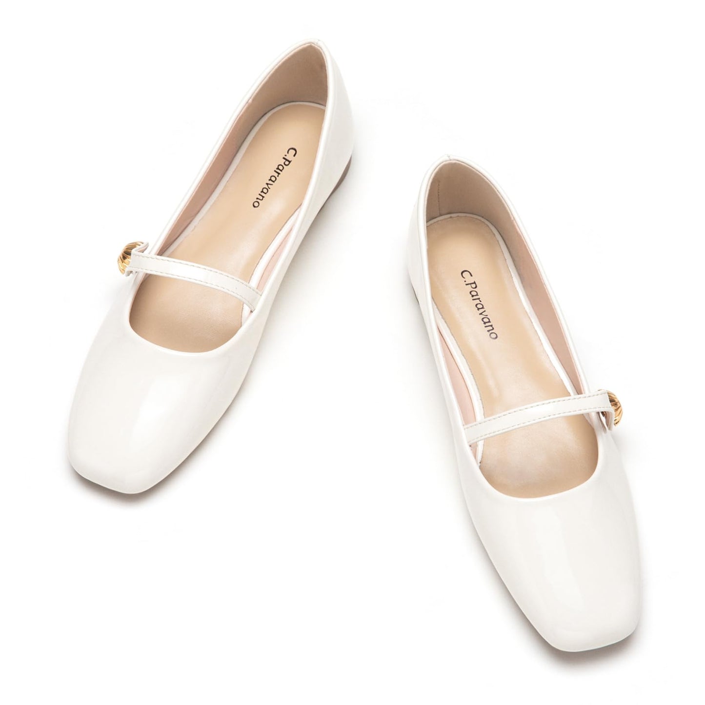 C.Paravano Mary Jane Flats for Women | Women's Ballet Flats | Mary Jane Shoes Women | Leather Square Toe Flats