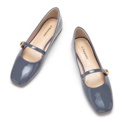 C.Paravano Mary Jane Flats for Women | Women's Ballet Flats | Mary Jane Shoes Women | Leather Square Toe Flats