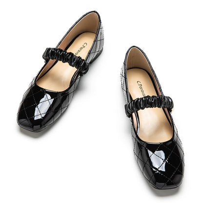 C.Paravano Mary Jane Flats for Women | Women's Ballet Flats | Mary Jane Shoes Women | Leather Square Toe Flats