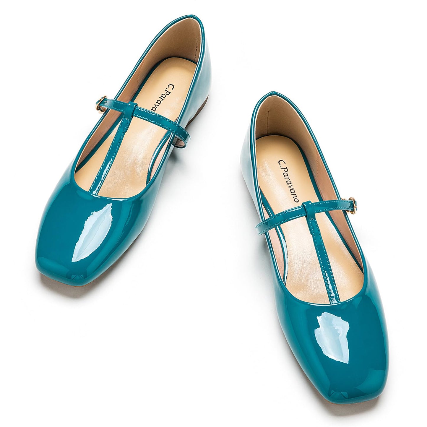 C.Paravano Mary Jane Flats for Women | Women's Ballet Flats | Mary Jane Shoes Women | Leather Square Toe Flats