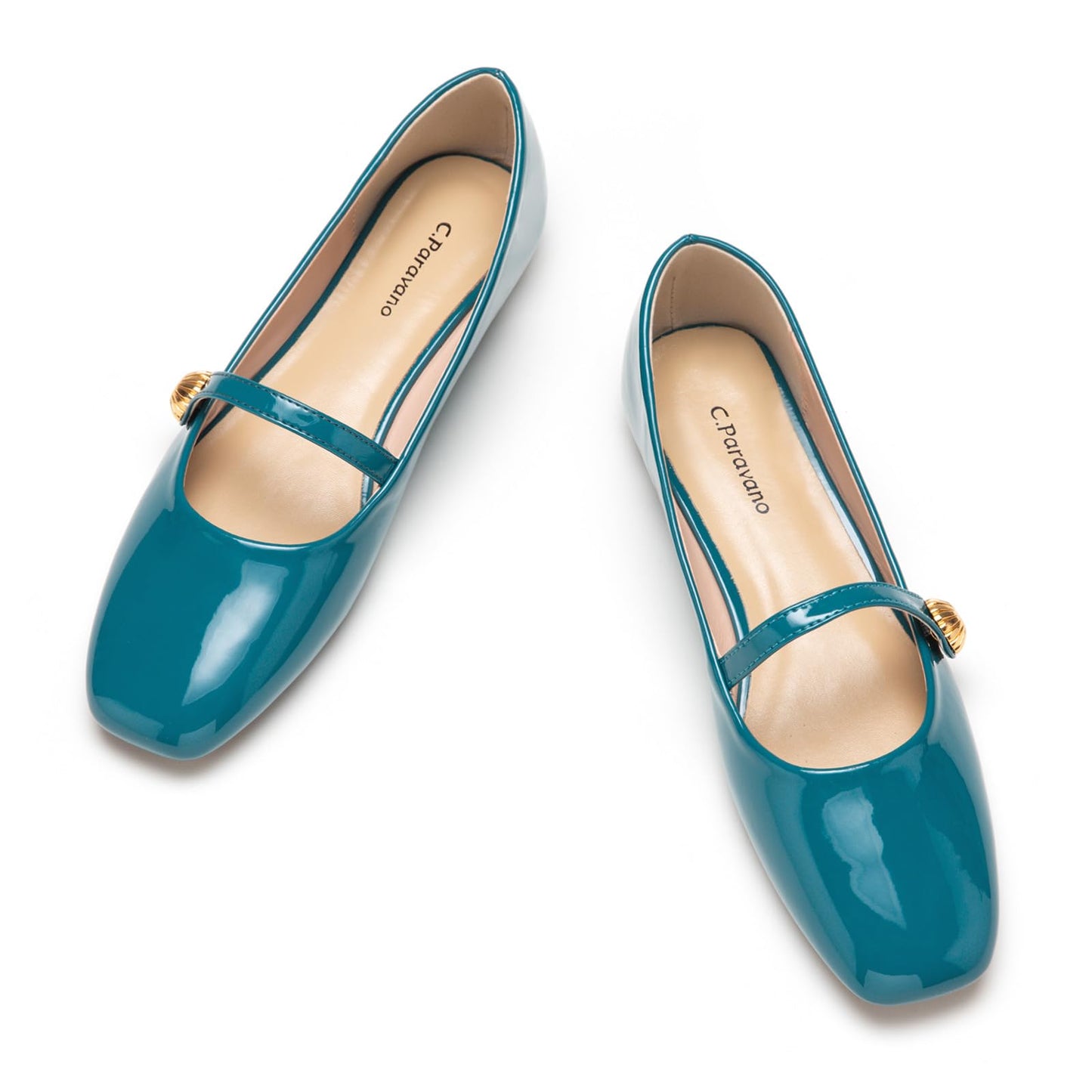 C.Paravano Mary Jane Flats for Women | Women's Ballet Flats | Mary Jane Shoes Women | Leather Square Toe Flats