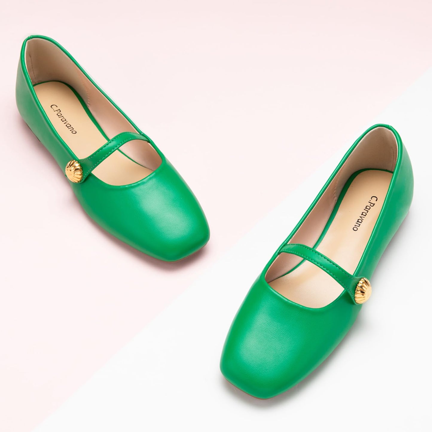 C.Paravano Mary Jane Flats for Women | Women's Ballet Flats | Mary Jane Shoes Women | Leather Square Toe Flats