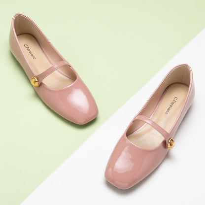 C.Paravano Mary Jane Flats for Women | Women's Ballet Flats | Mary Jane Shoes Women | Leather Square Toe Flats