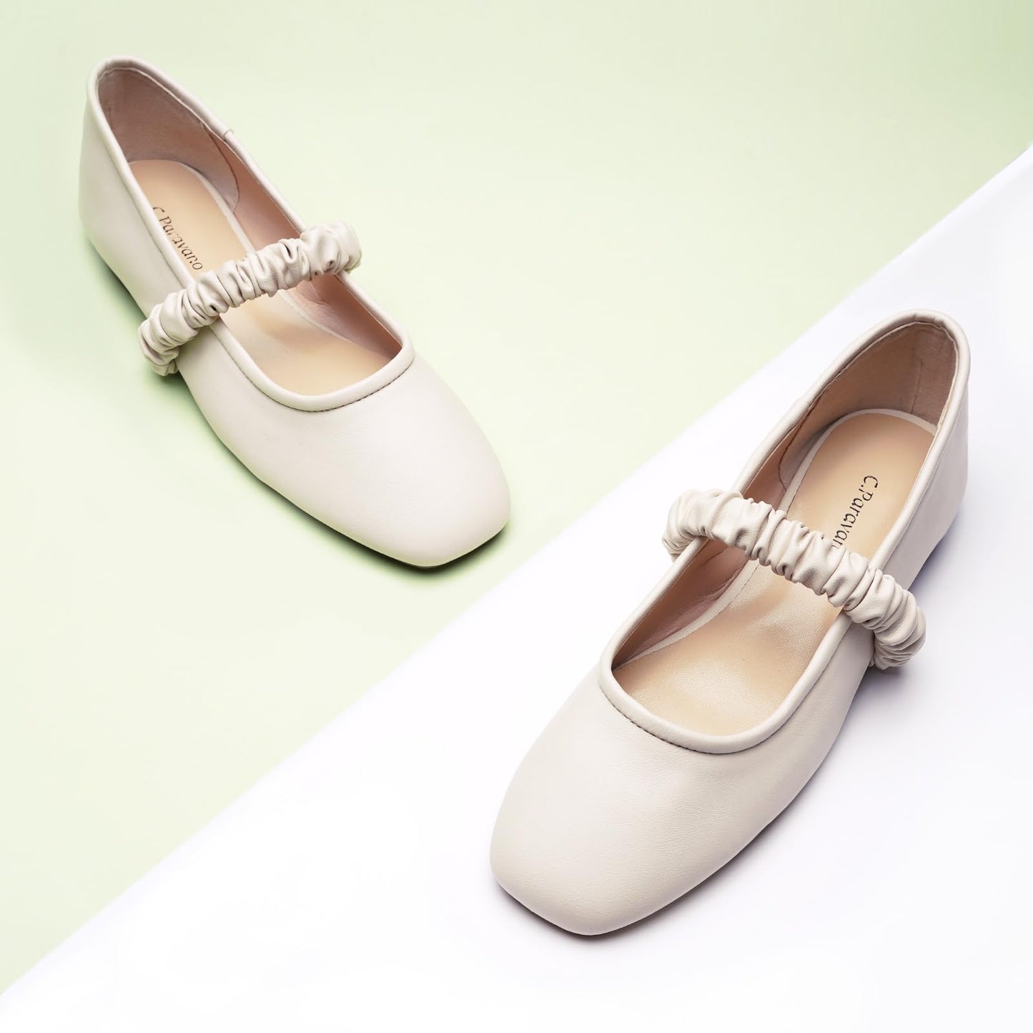 C.Paravano Mary Jane Flats for Women | Women's Ballet Flats | Mary Jane Shoes Women | Leather Square Toe Flats