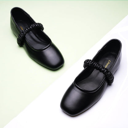 C.Paravano Mary Jane Flats for Women | Women's Ballet Flats | Mary Jane Shoes Women | Leather Square Toe Flats