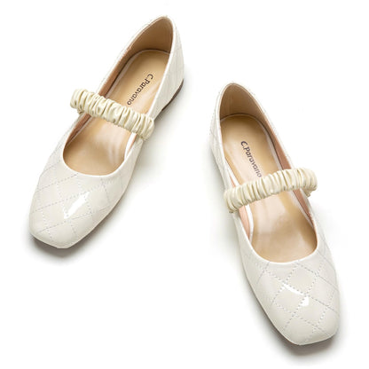 C.Paravano Mary Jane Flats for Women | Women's Ballet Flats | Mary Jane Shoes Women | Leather Square Toe Flats