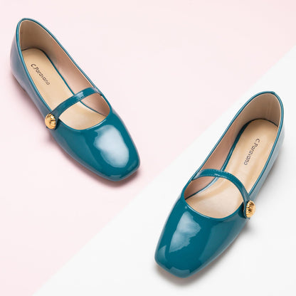 C.Paravano Mary Jane Flats for Women | Women's Ballet Flats | Mary Jane Shoes Women | Leather Square Toe Flats