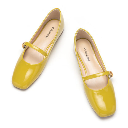 C.Paravano Mary Jane Flats for Women | Women's Ballet Flats | Mary Jane Shoes Women | Leather Square Toe Flats