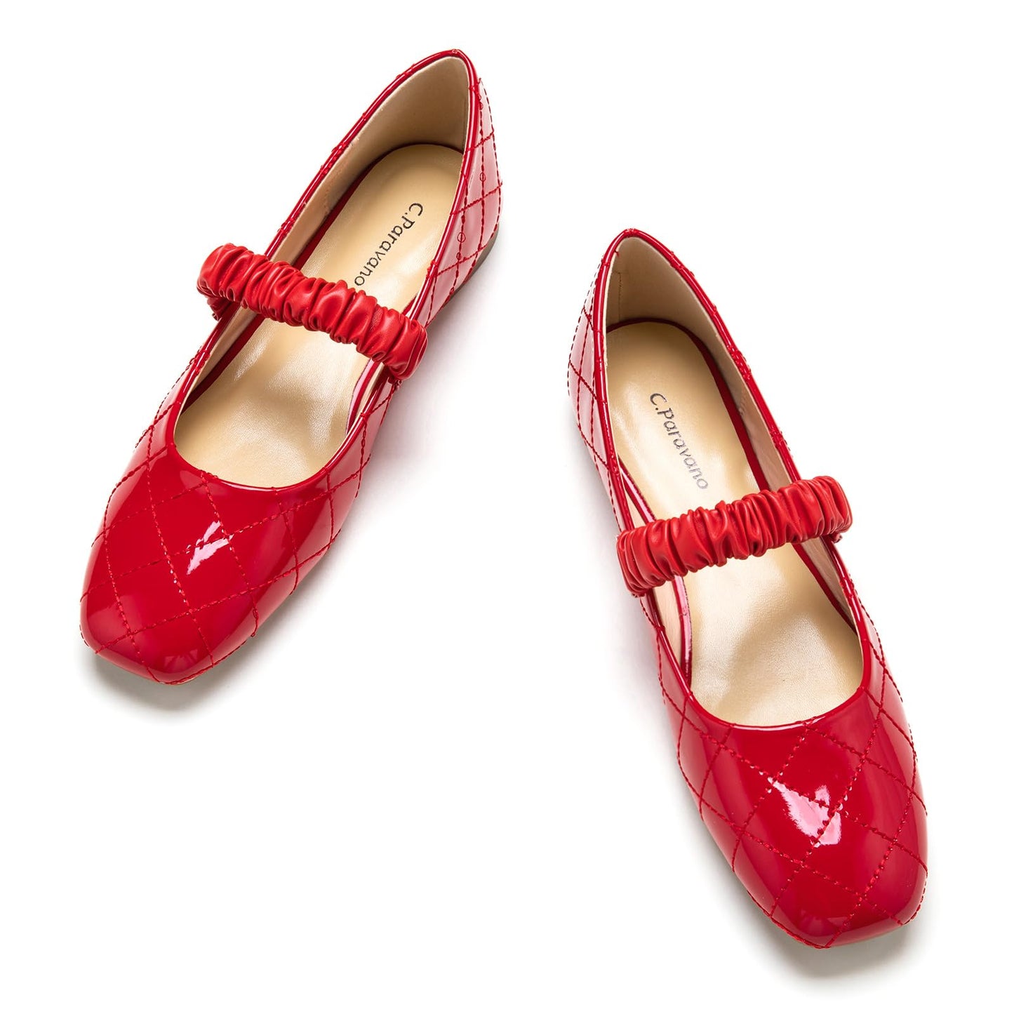 C.Paravano Mary Jane Flats for Women | Women's Ballet Flats | Mary Jane Shoes Women | Leather Square Toe Flats