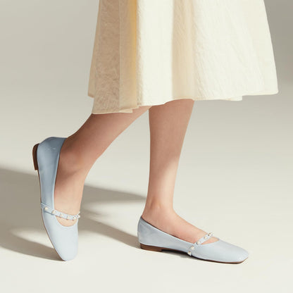 C.Paravano Mary Jane Flats for Women | Women's Ballet Flats | Mary Jane Shoes Women | Leather Square Toe Flats