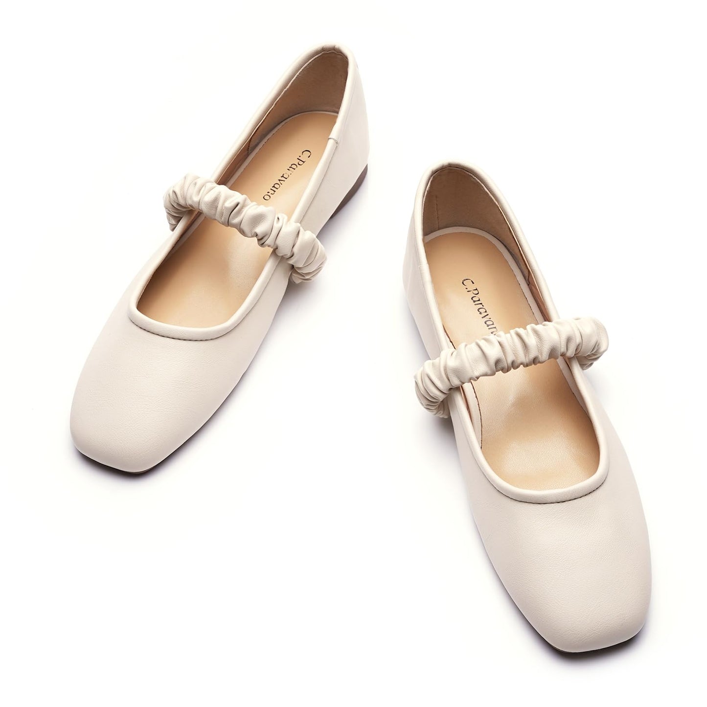 C.Paravano Mary Jane Flats for Women | Women's Ballet Flats | Mary Jane Shoes Women | Leather Square Toe Flats