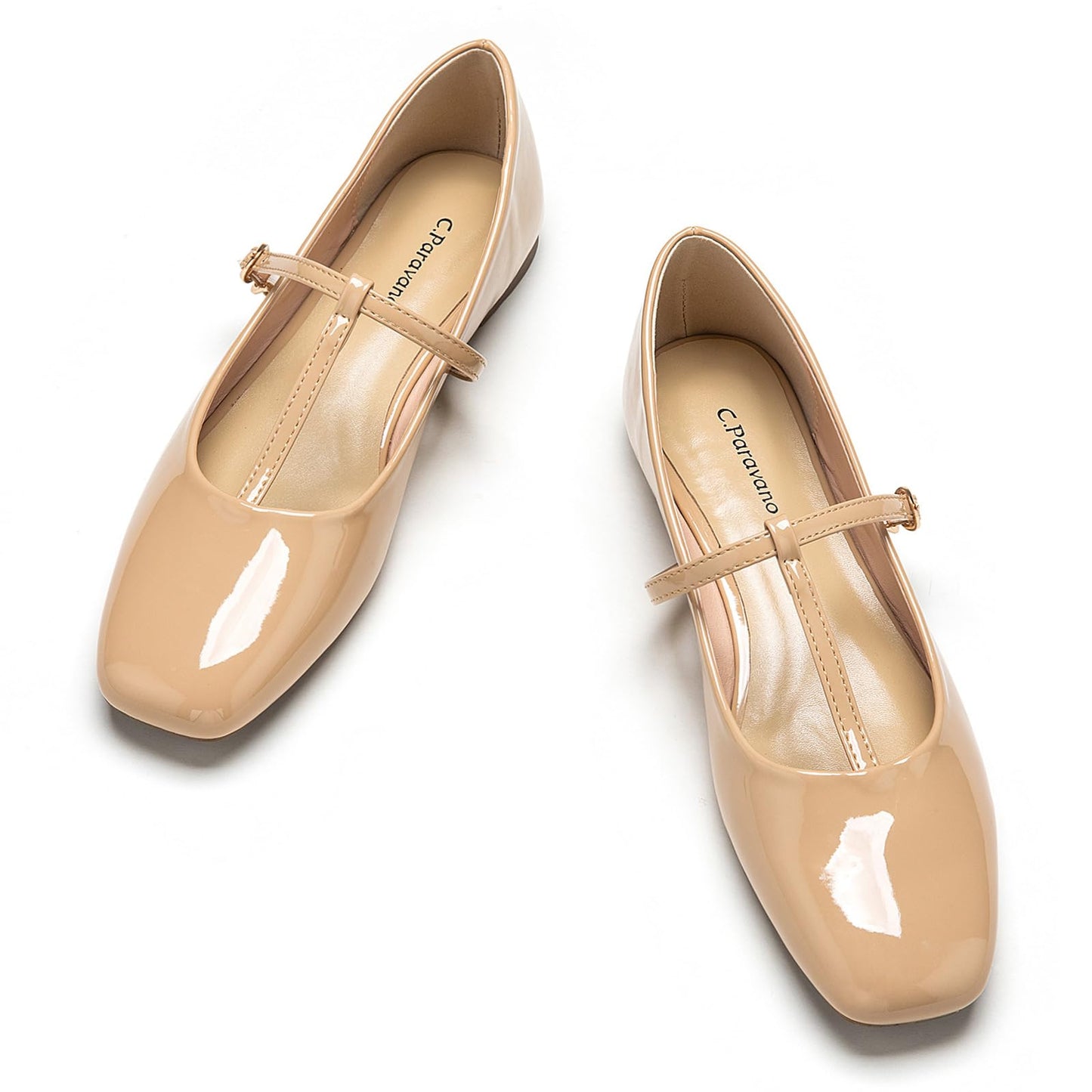 C.Paravano Mary Jane Flats for Women | Women's Ballet Flats | Mary Jane Shoes Women | Leather Square Toe Flats