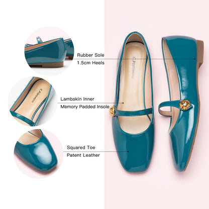 C.Paravano Mary Jane Flats for Women | Women's Ballet Flats | Mary Jane Shoes Women | Leather Square Toe Flats