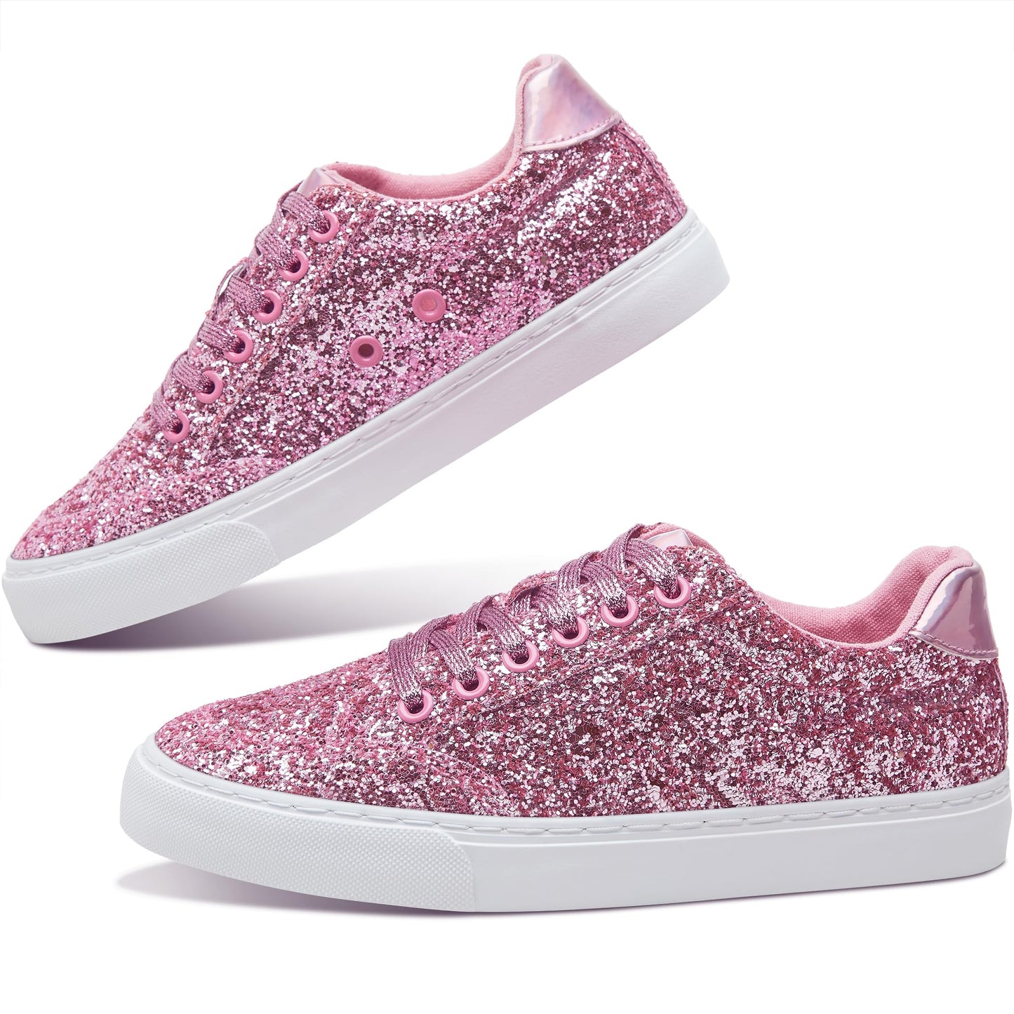 Glitter Sparkly Fashion Sneakers Shoes Shiny Casual Shoes Bling Sequin Concert Low Cut Lace up Shoes