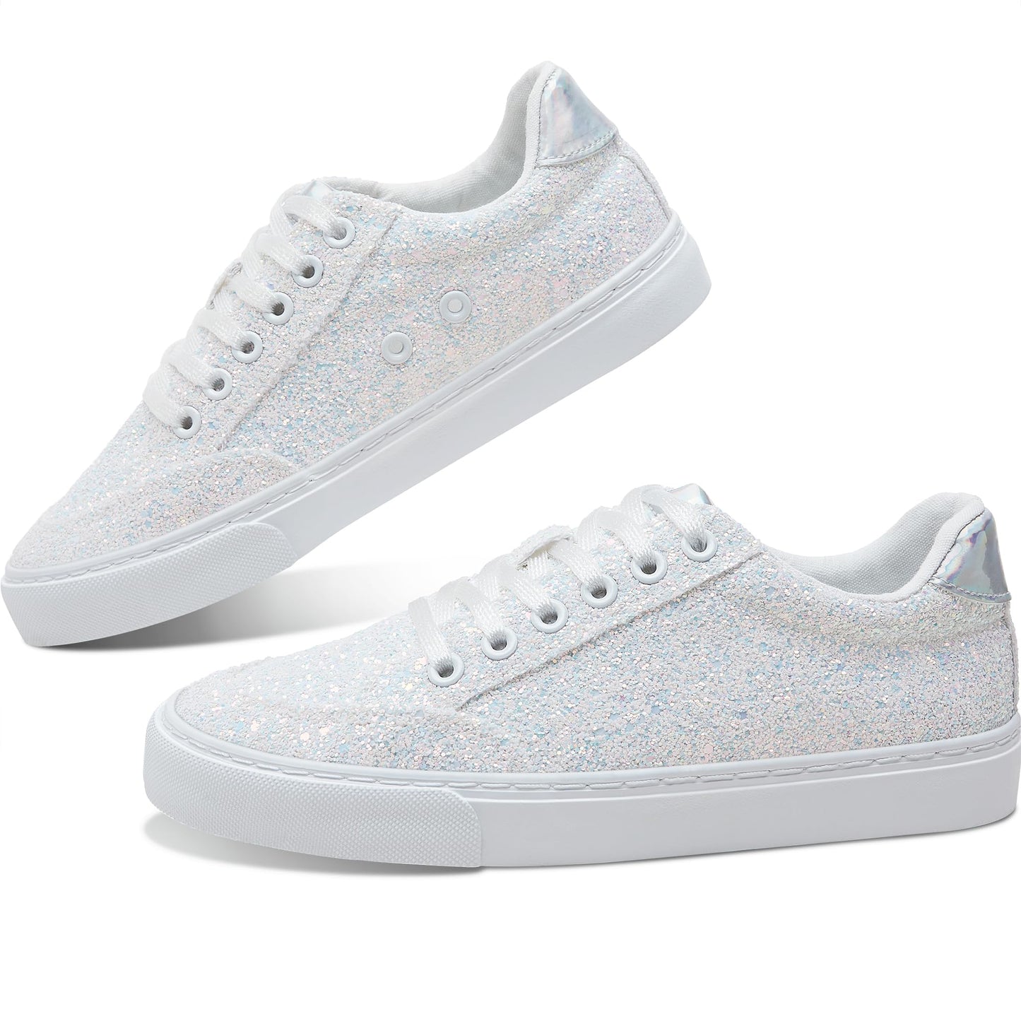 Glitter Sparkly Fashion Sneakers Shoes Shiny Casual Shoes Bling Sequin Concert Low Cut Lace up Shoes