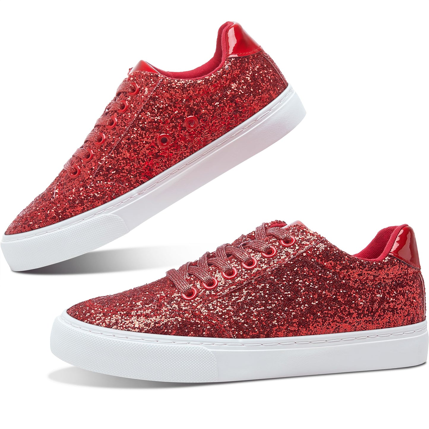 Glitter Sparkly Fashion Sneakers Shoes Shiny Casual Shoes Bling Sequin Concert Low Cut Lace up Shoes