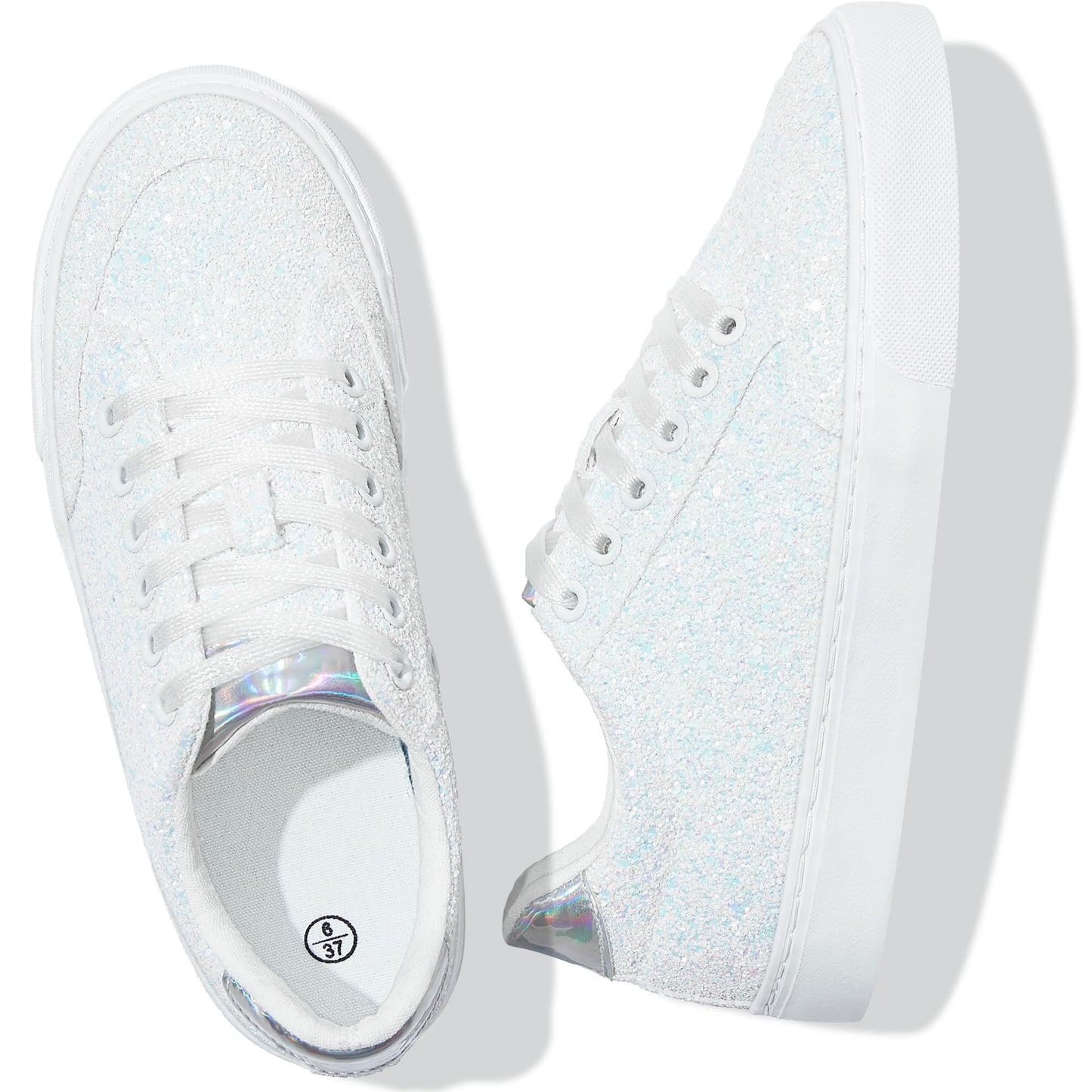 Glitter Sparkly Fashion Sneakers Shoes Shiny Casual Shoes Bling Sequin Concert Low Cut Lace up Shoes