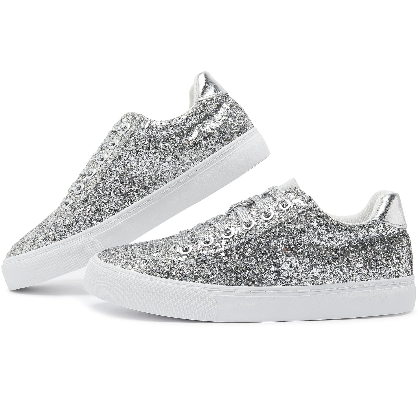 Glitter Sparkly Fashion Sneakers Shoes Shiny Casual Shoes Bling Sequin Concert Low Cut Lace up Shoes