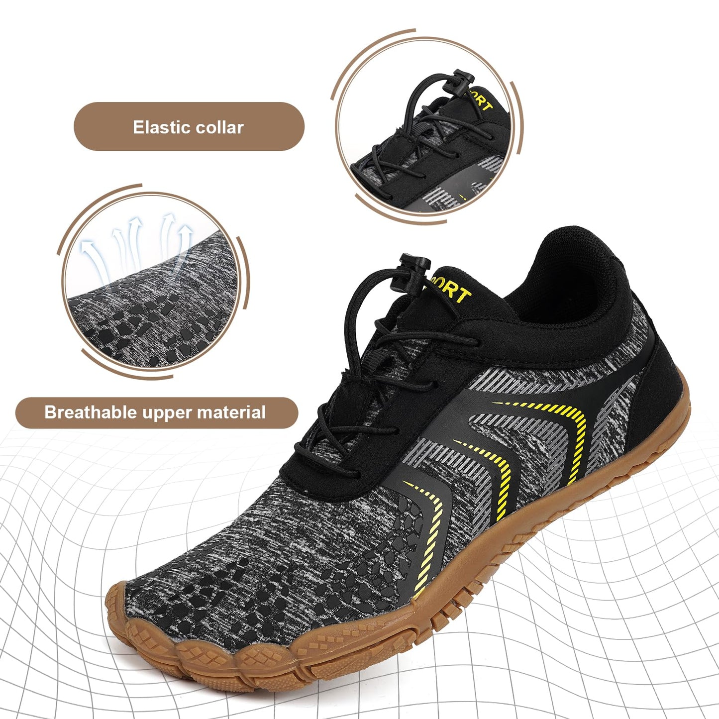 Minimalist Barefoot Shoes for Men Women Hike Footwear Barefoot Shoes Non-Slip Healthy Breathable Fashion Wide Toe Zero Drop Athletic Hiking and Trail Running Shoes