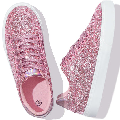 Glitter Sparkly Fashion Sneakers Shoes Shiny Casual Shoes Bling Sequin Concert Low Cut Lace up Shoes