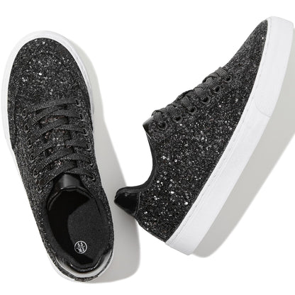 Glitter Sparkly Fashion Sneakers Shoes Shiny Casual Shoes Bling Sequin Concert Low Cut Lace up Shoes