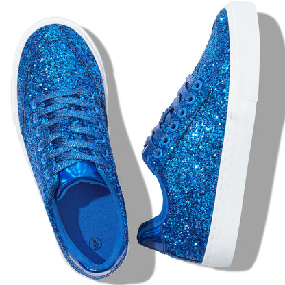 Glitter Sparkly Fashion Sneakers Shoes Shiny Casual Shoes Bling Sequin Concert Low Cut Lace up Shoes