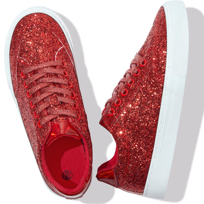 Glitter Sparkly Fashion Sneakers Shoes Shiny Casual Shoes Bling Sequin Concert Low Cut Lace up Shoes