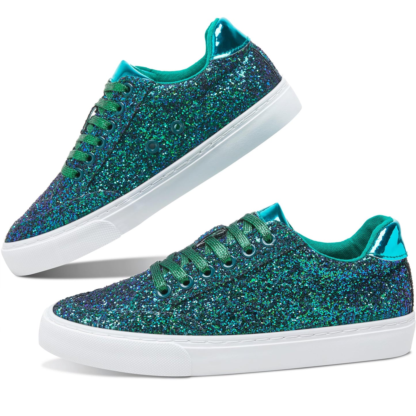 Glitter Sparkly Fashion Sneakers Shoes Shiny Casual Shoes Bling Sequin Concert Low Cut Lace up Shoes